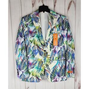 Tallia Men's Slim-Fit Stretch Suit Jacket Blazer Blue/Cream Small NWT